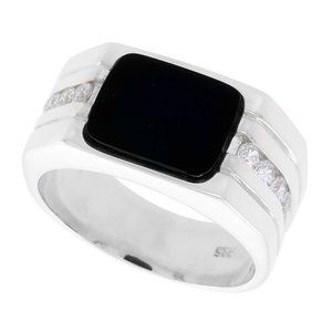 Sterling Silver Mens Black Onyx Ring